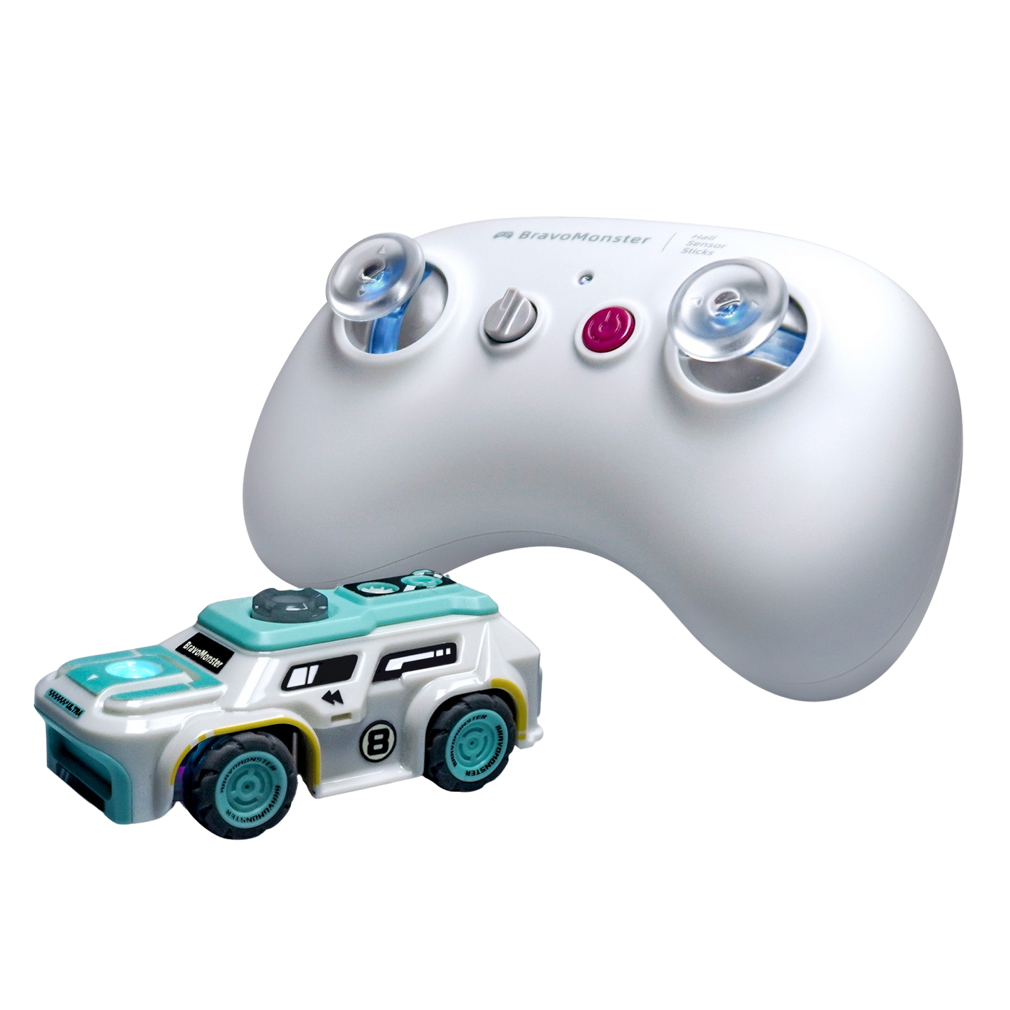 DC-ROMEO & BravoMonster RISC-V RC Car 1:72 Micro-scale Proportional Hall Sensor Remote Control Car