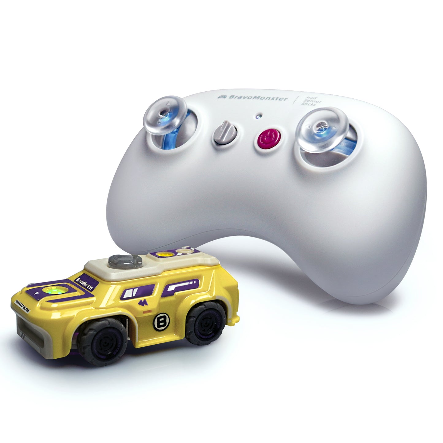 DC-ROMEO & BravoMonster RISC-V RC Car 1:72 Micro-scale Proportional Hall Sensor Remote Control Car