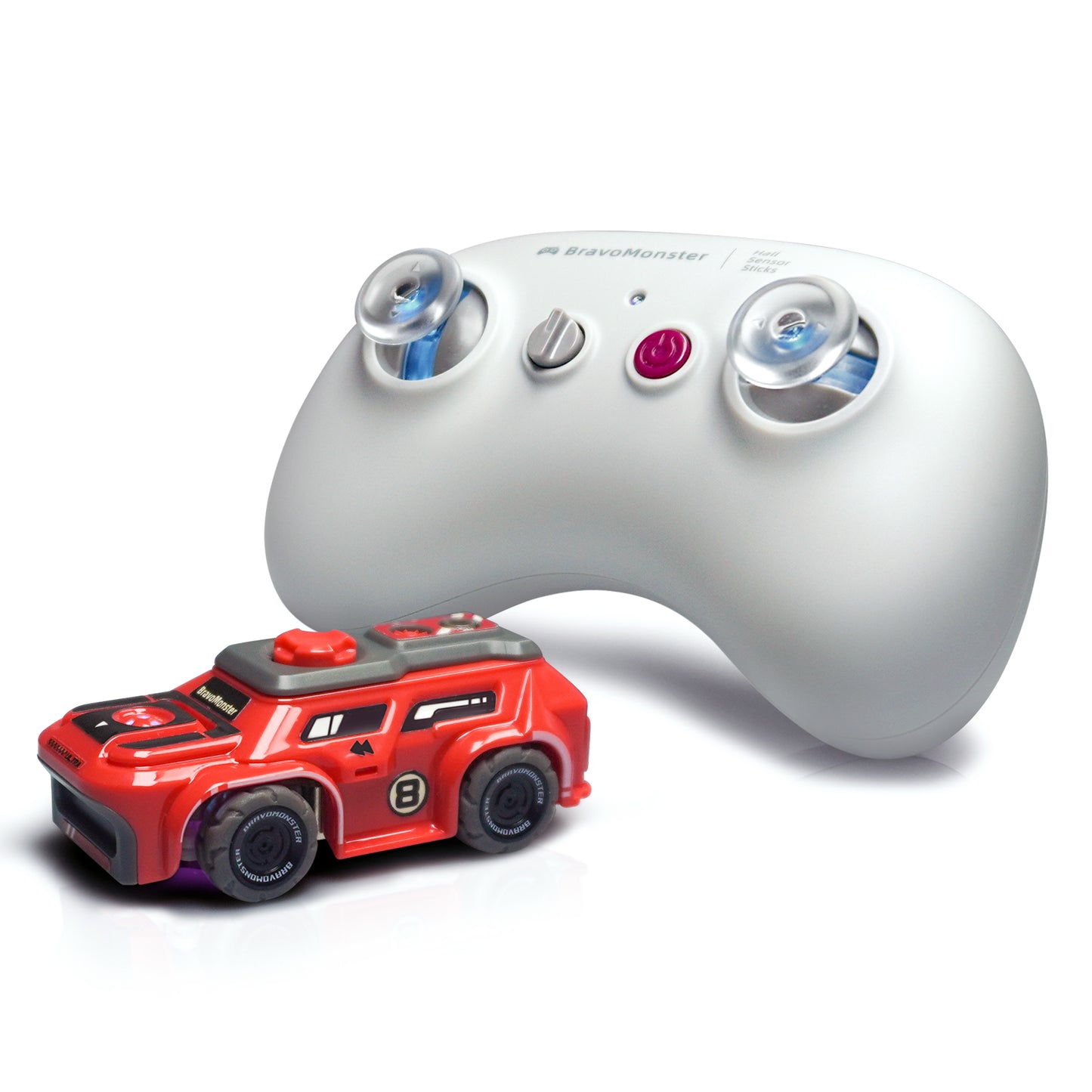 DC-ROMEO & BravoMonster RISC-V RC Car 1:72 Micro-scale Proportional Hall Sensor Remote Control Car